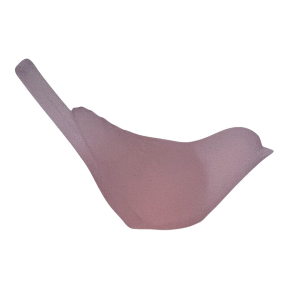 Vintage Frosted Art Glass Bird Figurine Paperweight Mauve Pink 2" X 3.25" Solid